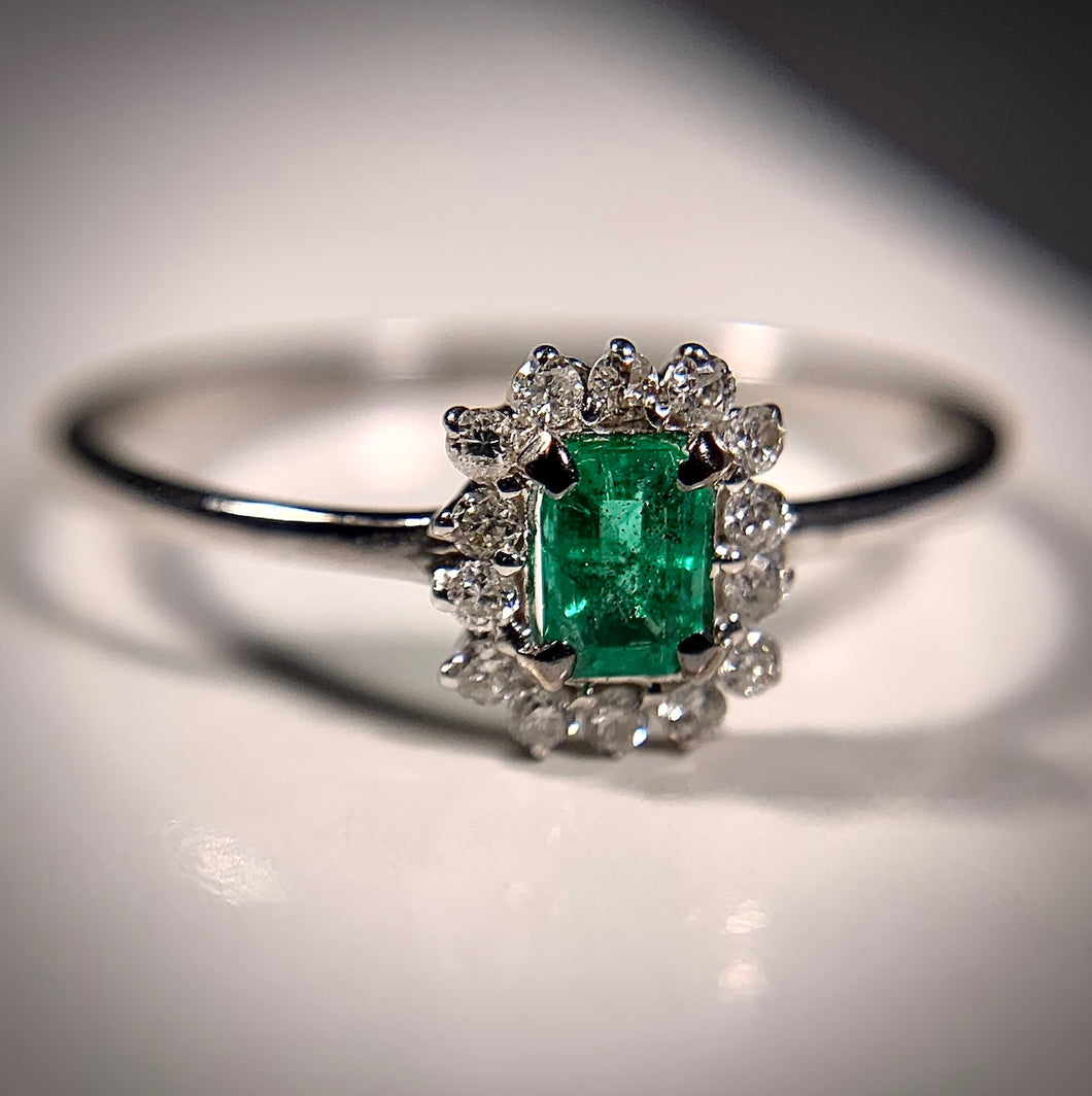 Dainty Emerald Cut Ring With Diamonds